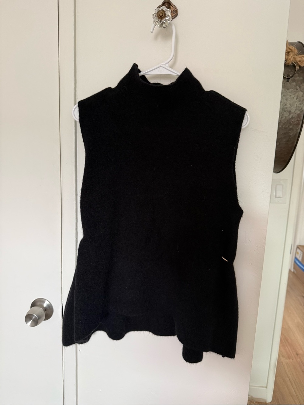 Zara Black Knit Sleeveless Mock Neck Sweater